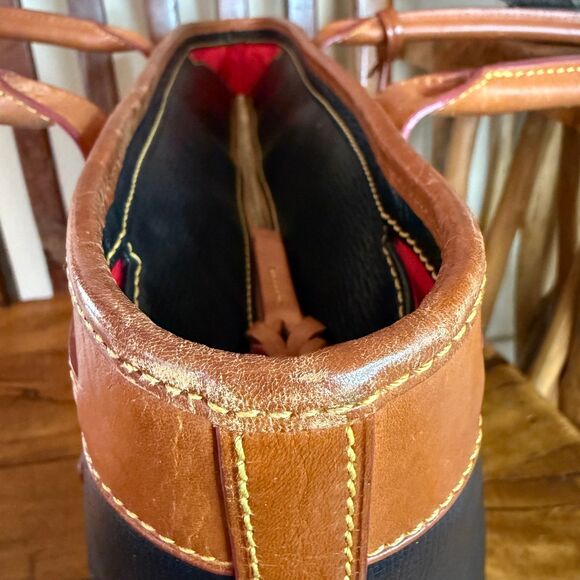 Dooney & Bourke Saffiano Leather Tassle Tote Bag — Black & Natural Trim - Picture 9 of 16